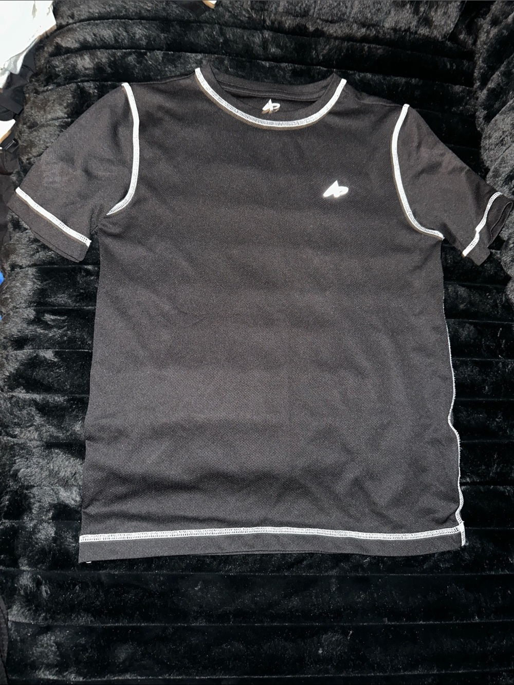 Athletech Black Tee with White Contrast Stitching